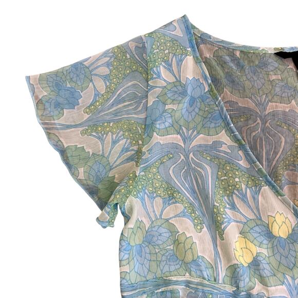 H&M Vtg Y2K Coquette Fairy Babydoll Top w Tie Sheer Flutter Sleeves Flowy Hem - Picture 10 of 16